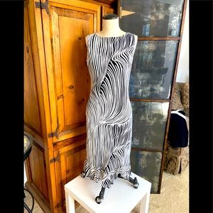 WOMEN'S Black White SWIRL Sleeveless Cocktail Dress by TESSUTO Size M